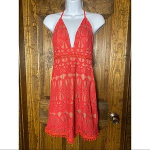 Forever 21 women’s small coral dress with nude liner. NWT